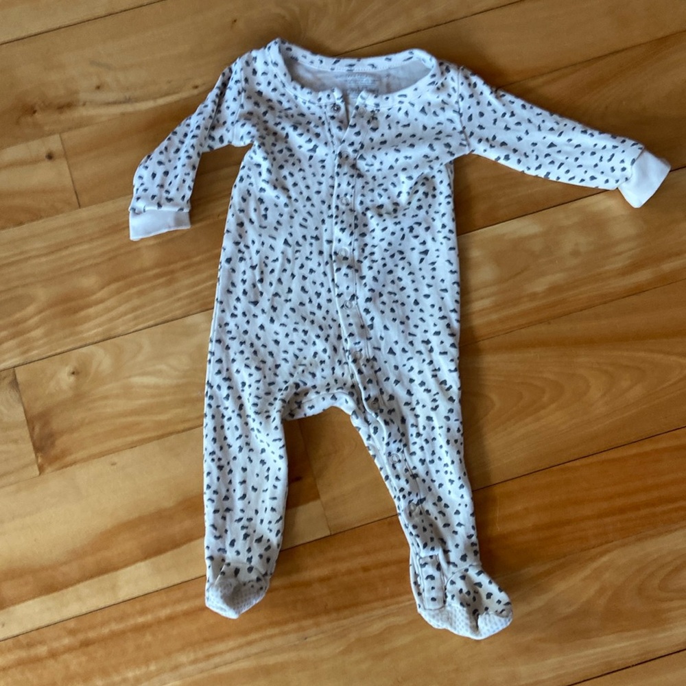 Colored Organics Gender Neutral White and Black Polka Dot 3-6M Onesie